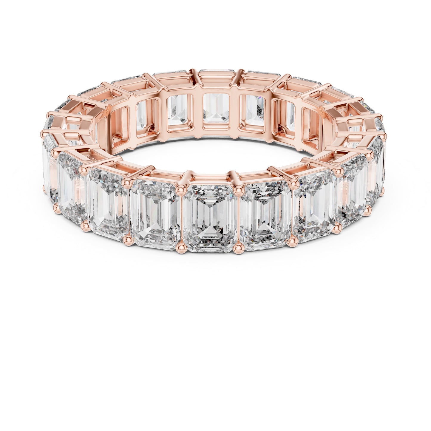 Emerald Cut Diamond Eternity Band, 14K 18K Solid Gold, Natural Diamond Ring