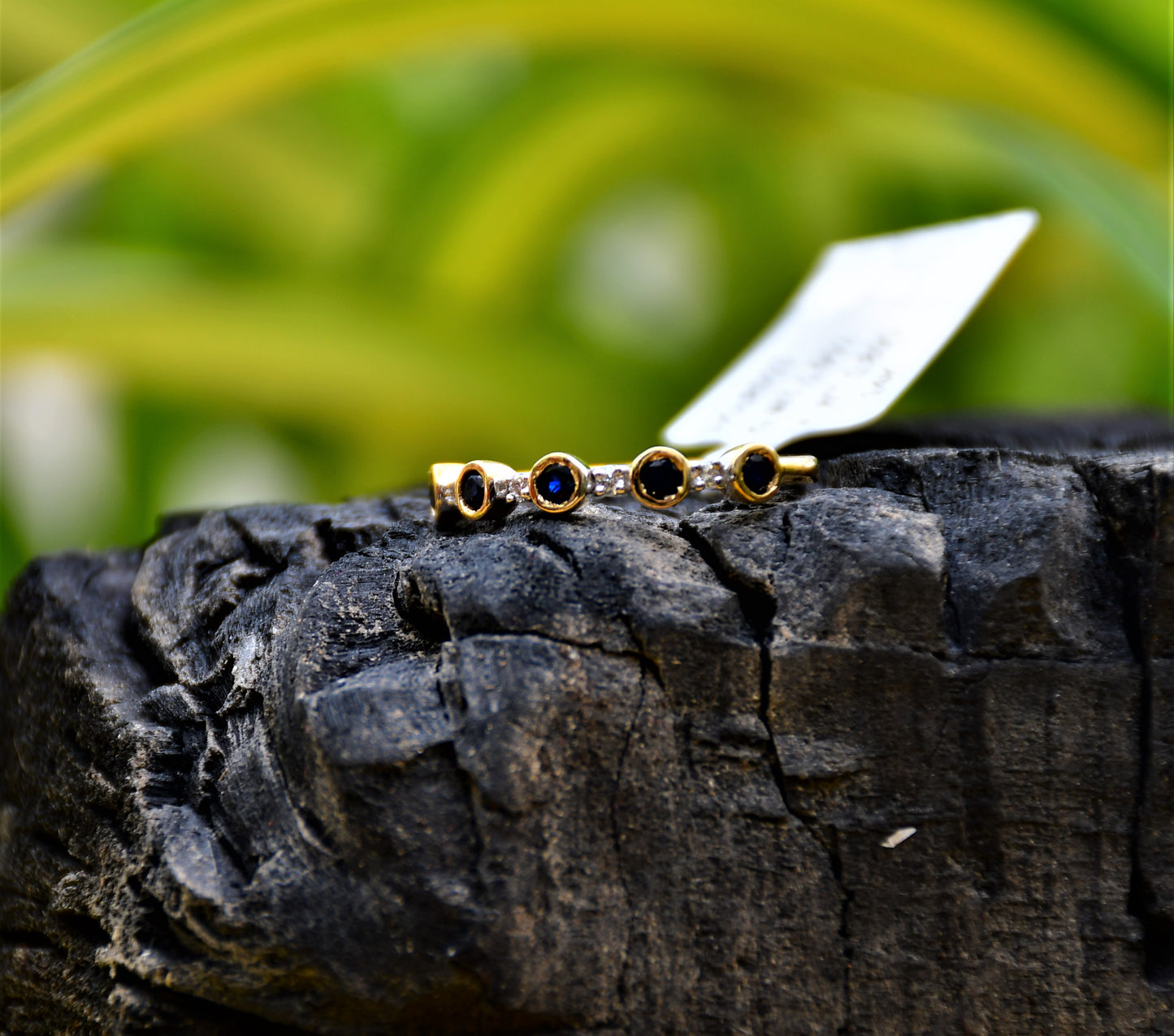 Women's Diamond Band Ring With Color Stone in 14Kt Gold