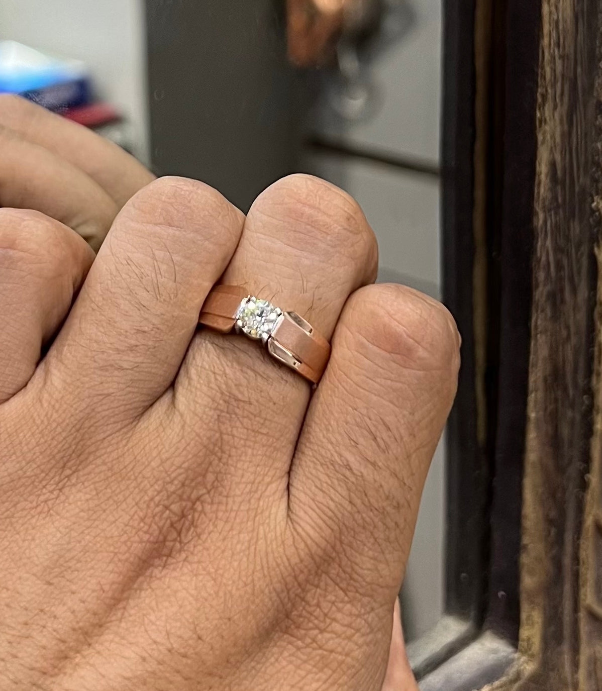 Solitaire Natural Diamond Ring for Men in Gold