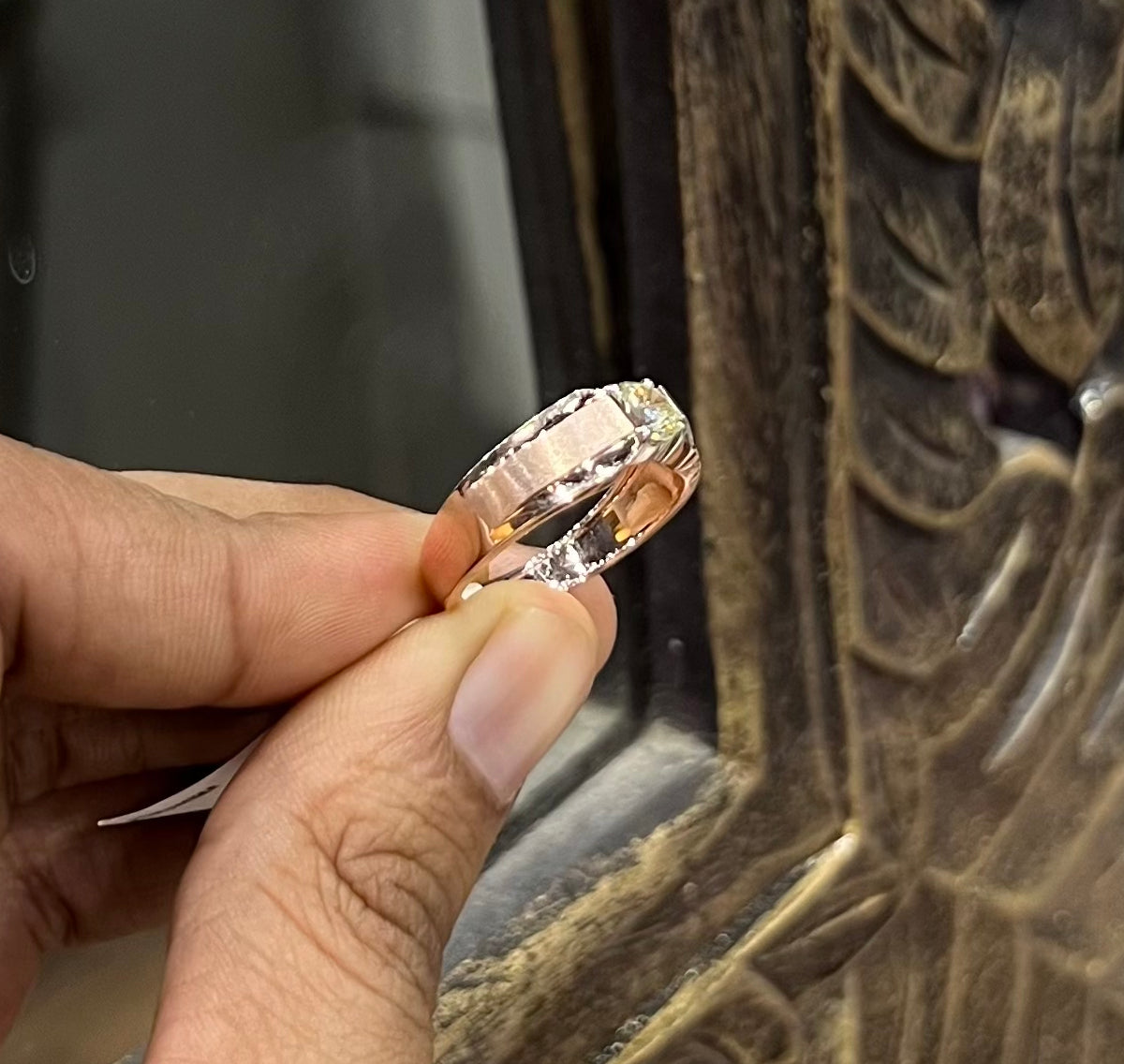 Solitaire Natural Diamond Ring for Men in Gold