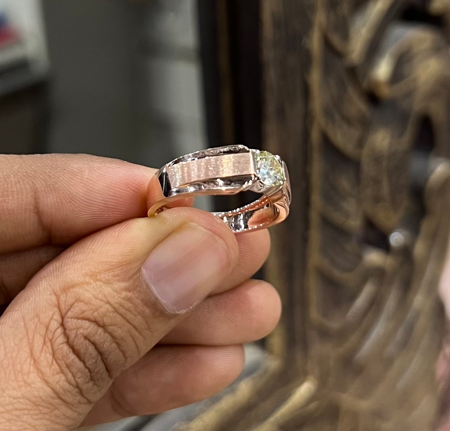 Solitaire Natural Diamond Ring for Men in Gold