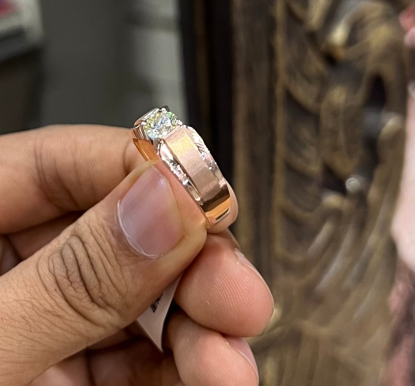 Solitaire Natural Diamond Ring for Men in Gold