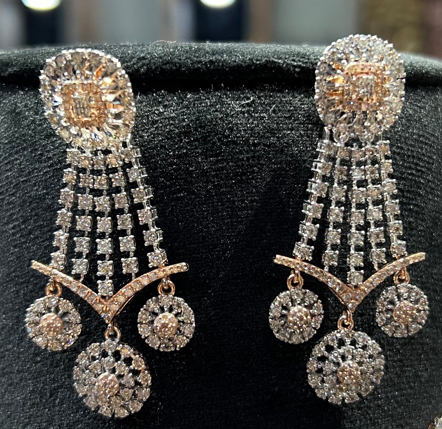 Gold Diamond Necklace Chokar Set with Earrings for Wedding