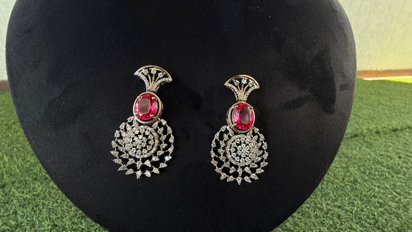Designer Diamond Necklace Chokar & Earrings in Solid Gold