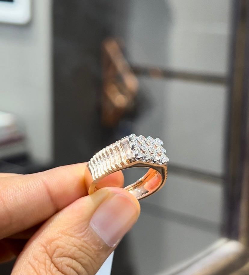 Solid Gold Diamond Ring Featuring Real Diamond