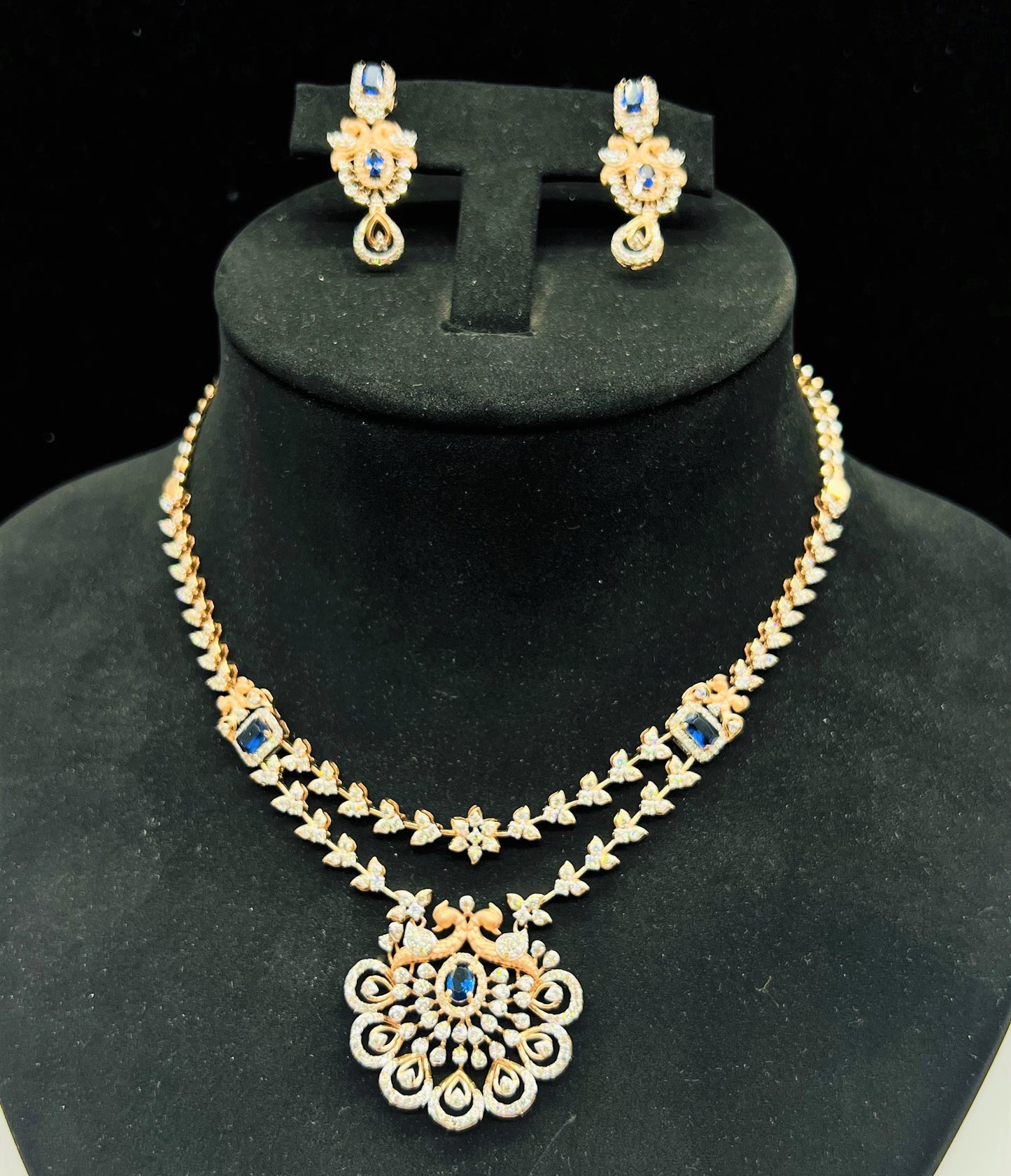 Gold Wedding Set with Stunning Diamond Necklace & Earrings