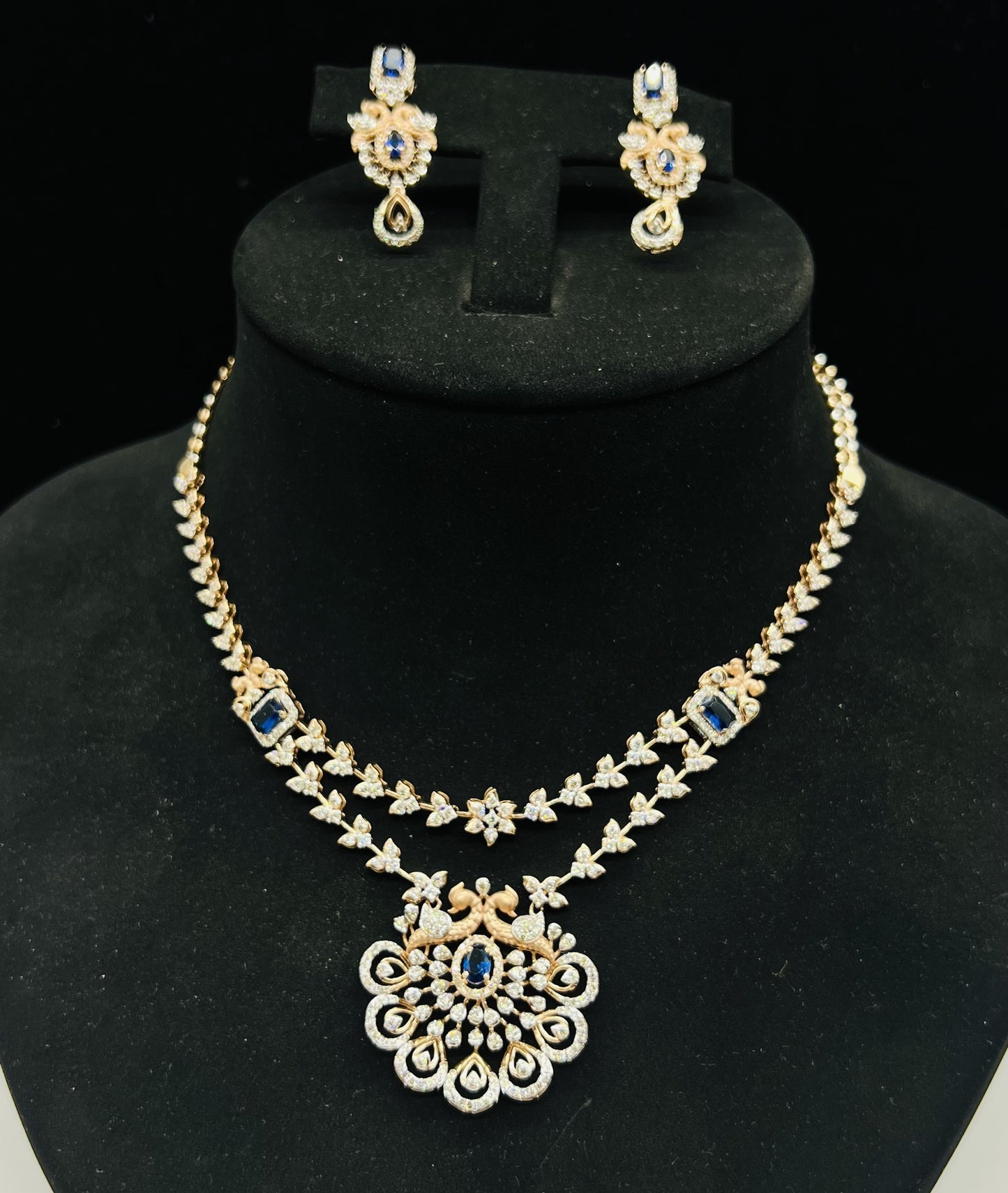Gold Wedding Set with Stunning Diamond Necklace & Earrings