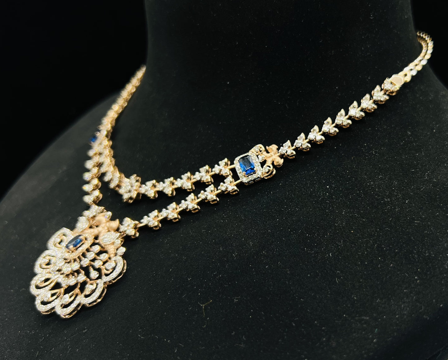 Gold Wedding Set with Stunning Diamond Necklace & Earrings