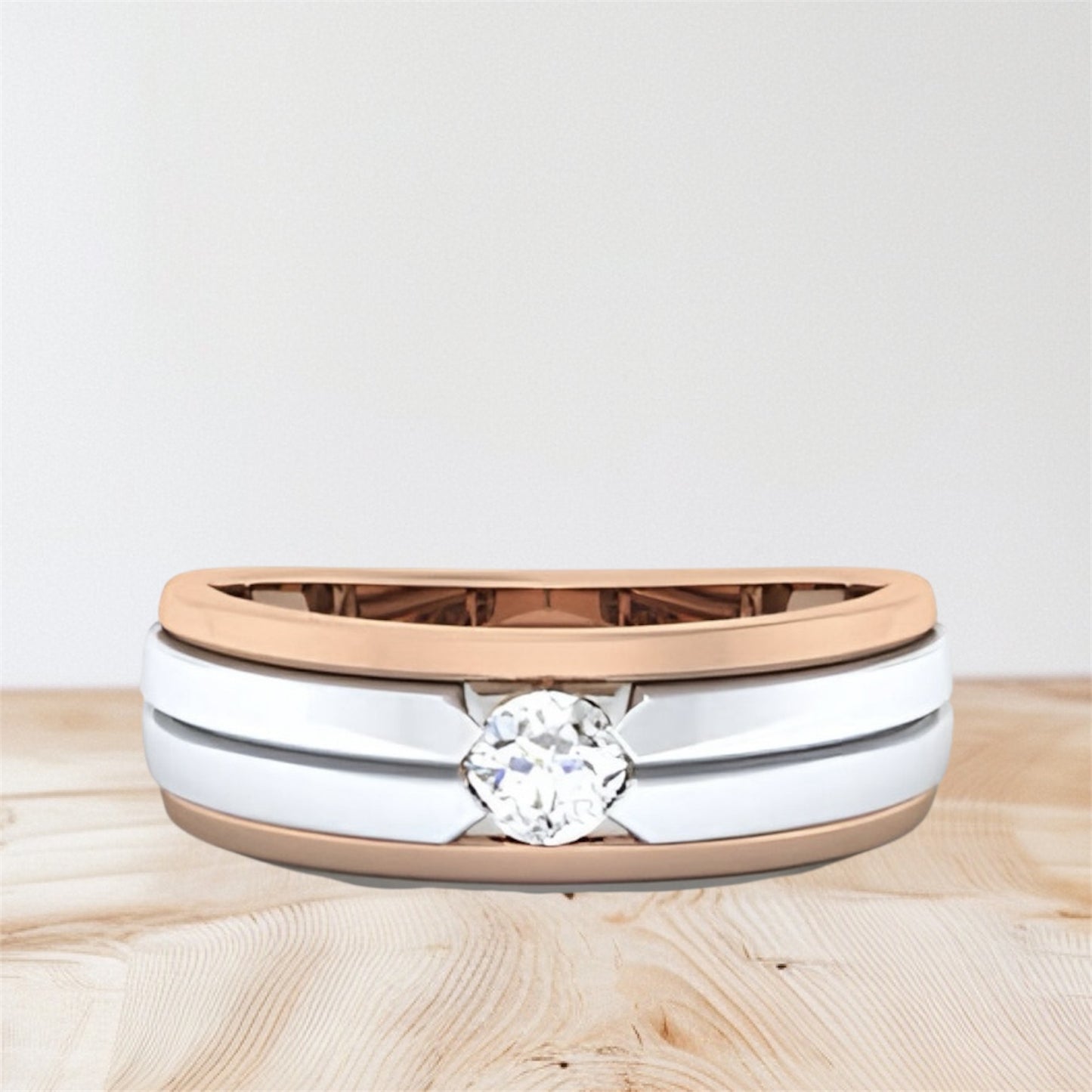 Minimalist Men's Solid Gold Solitaire Diamond Ring