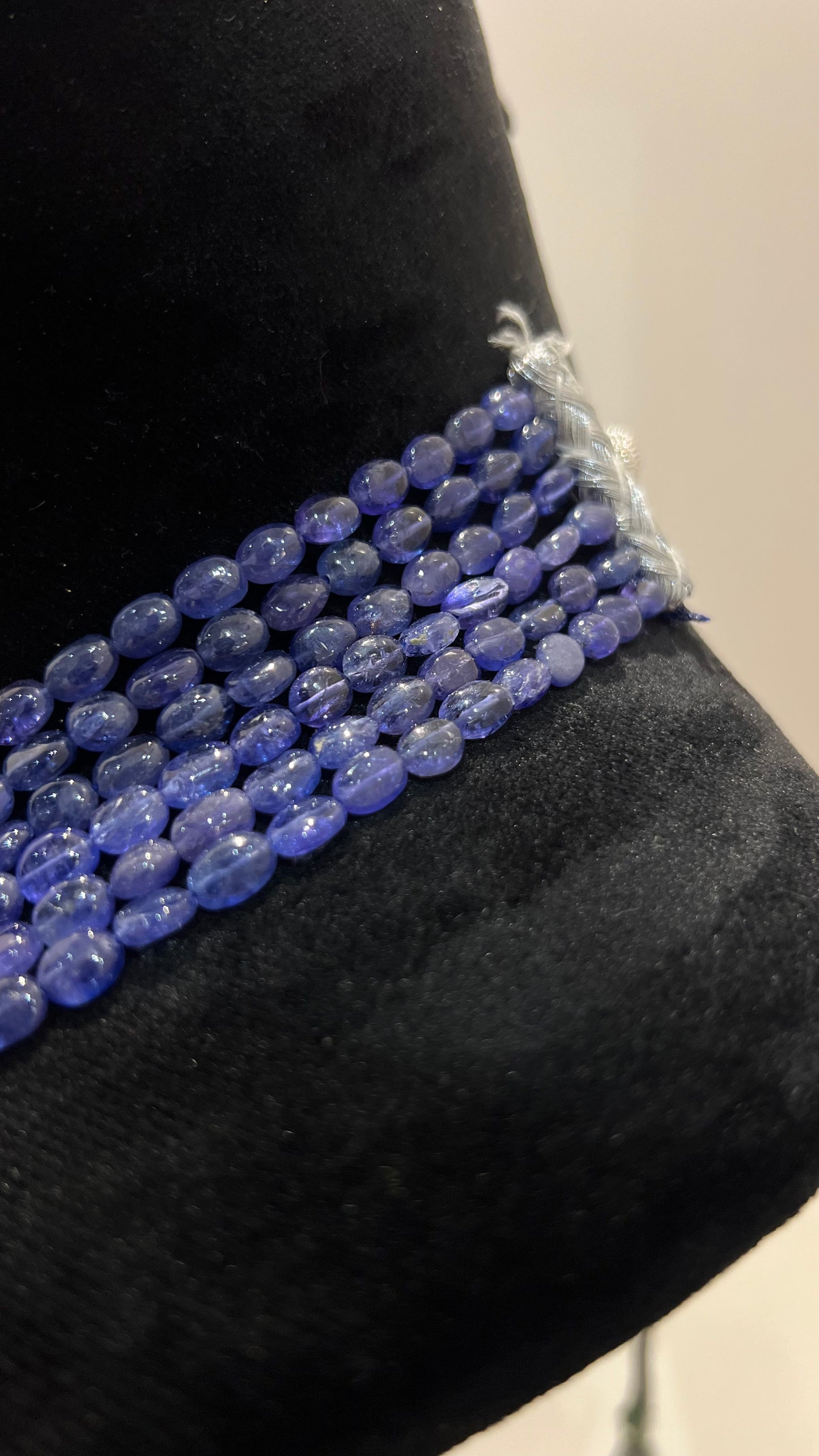 Multi strand 6 layer tanzanite beaded necklace made with natural oval polished violet blue tanzanite beads, layered statement jewelry for women