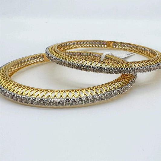 Elegant diamond bangle set in gold with full diamond studded design, perfect for weddings, parties, and special occasions.