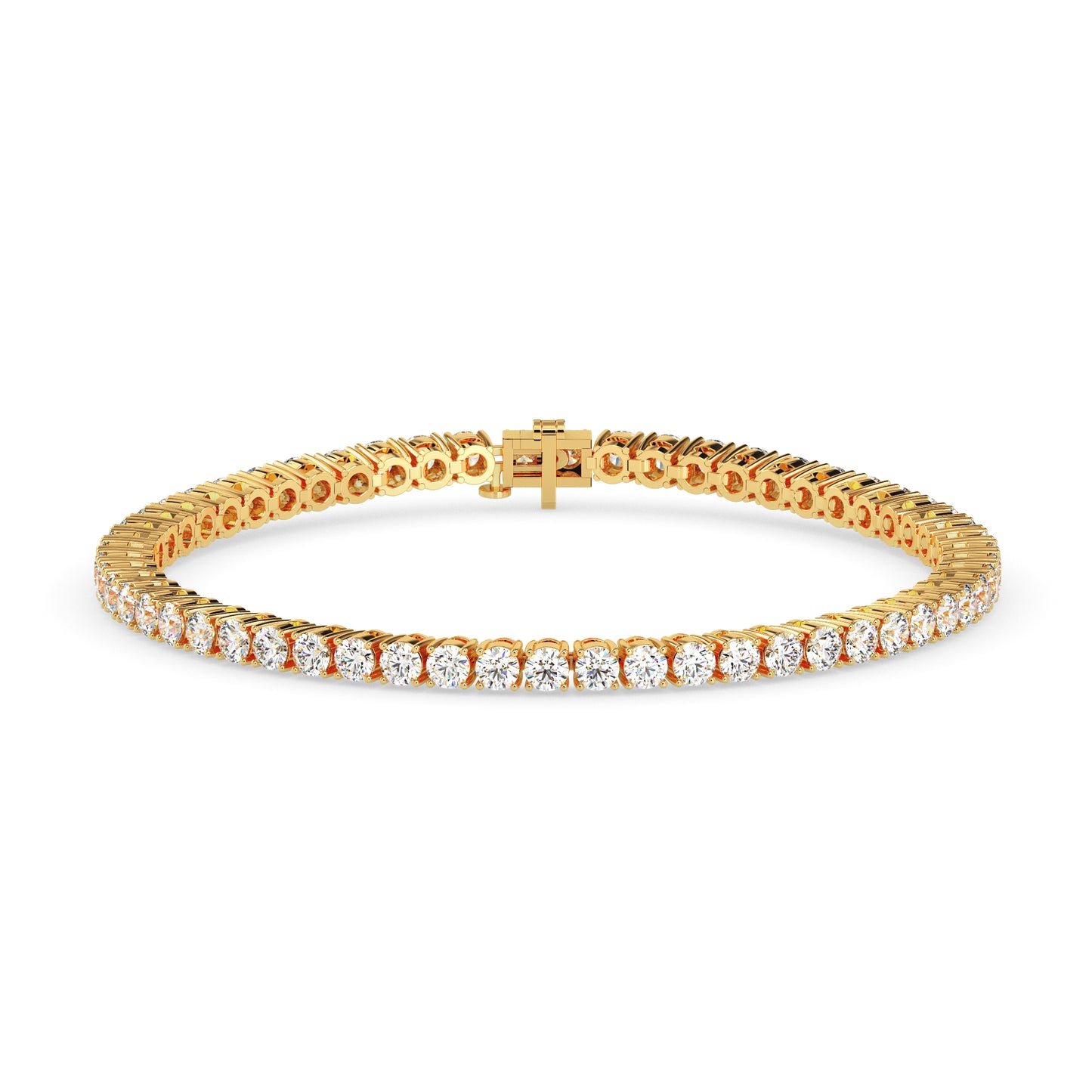 Gold bracelet with diamonds on a white background