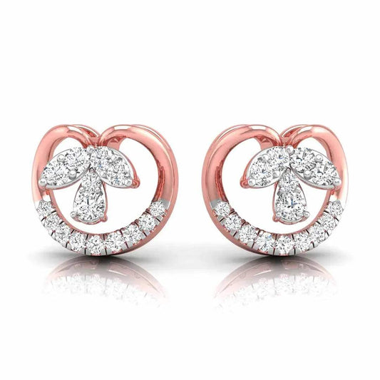 gold heart-shaped earrings with diamond accents on a white background
