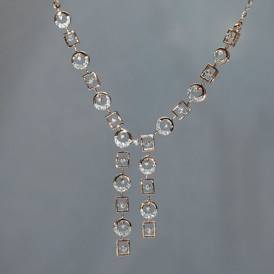 Diamond necklace on a gray background
