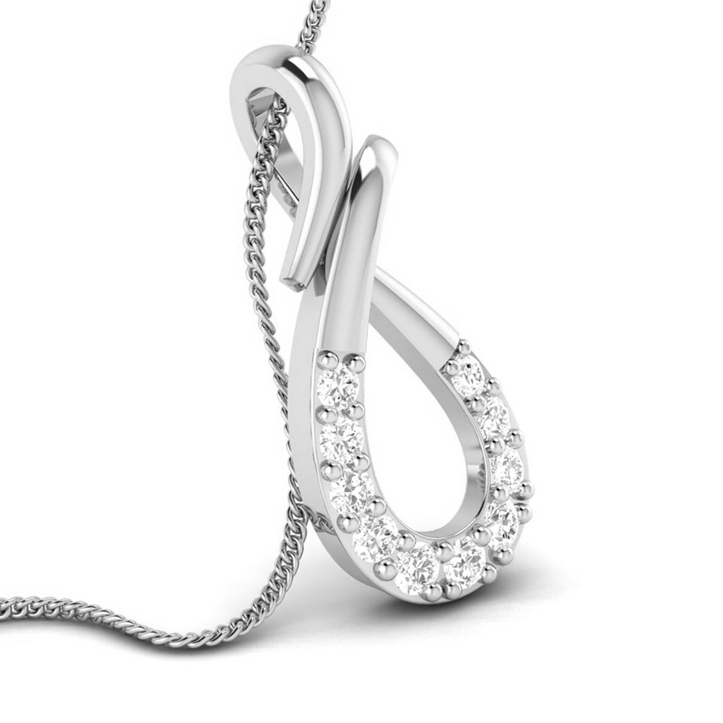 white gold infinity pendant with chain on a white background