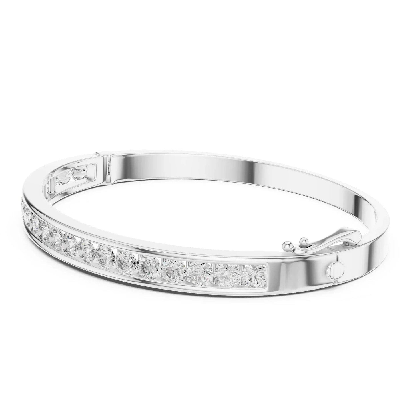 White gold bracelet with small lab grown diamonds on a white background