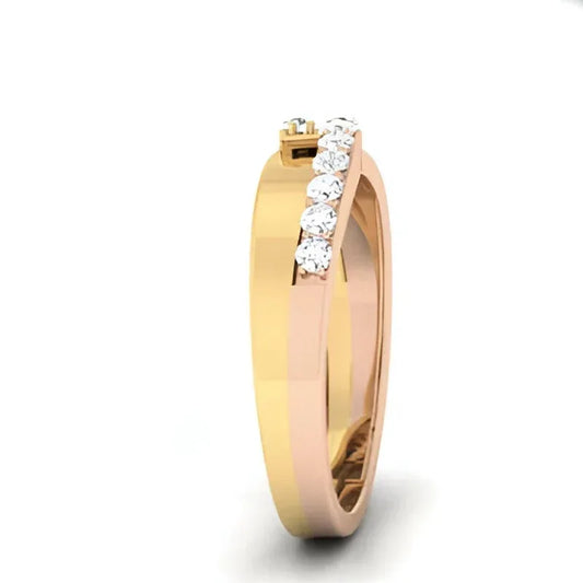 Gold ring with diamonds on a white background