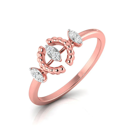 gold ring with round shape diamonds on a white background