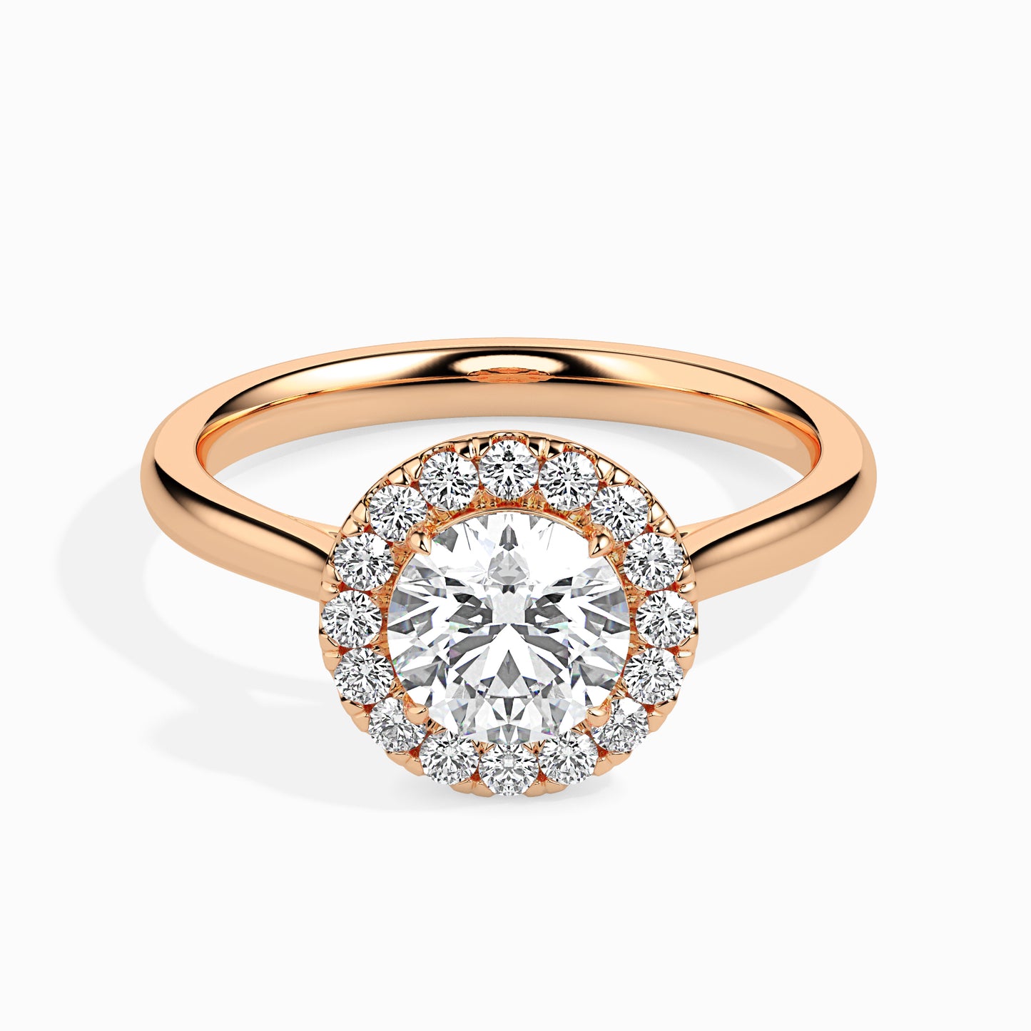 gold ring with a 0.35 ct. solitaire diamond on a white background