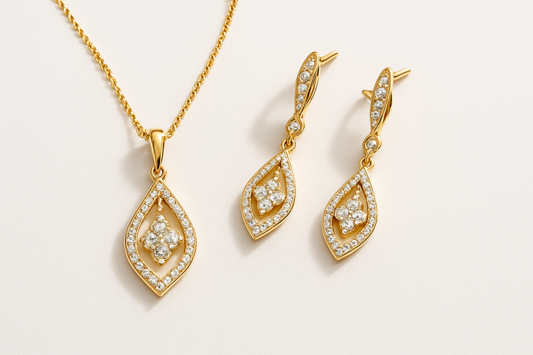 Diamond Pendant & Earrings Set