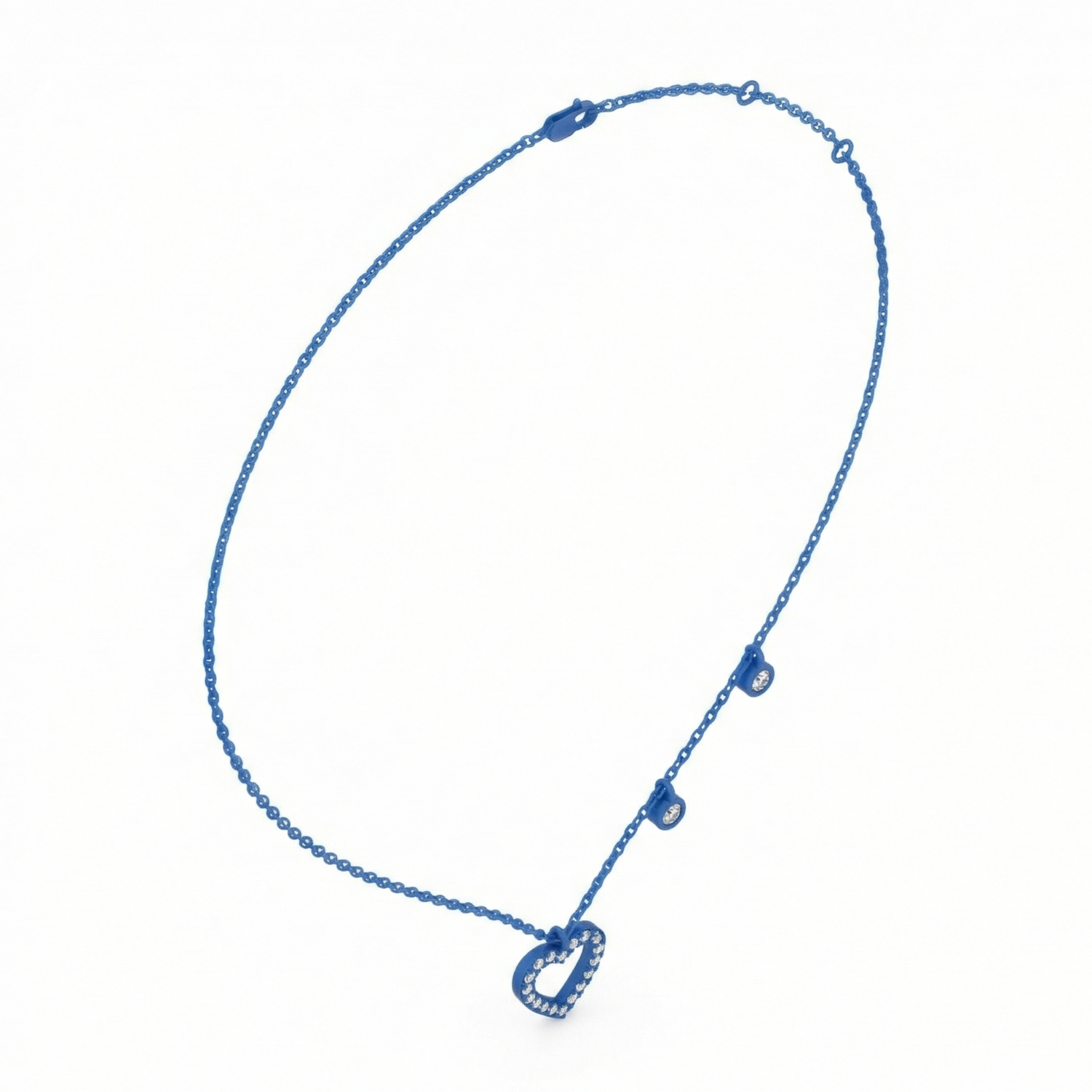 Blue wax model of necklace on a white background