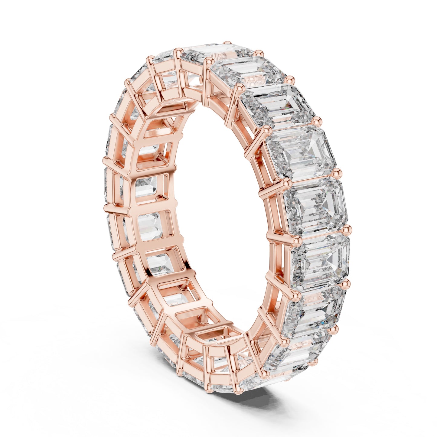 Emerald Cut Diamond Eternity Band, 14K 18K Solid Gold, Natural Diamond Ring