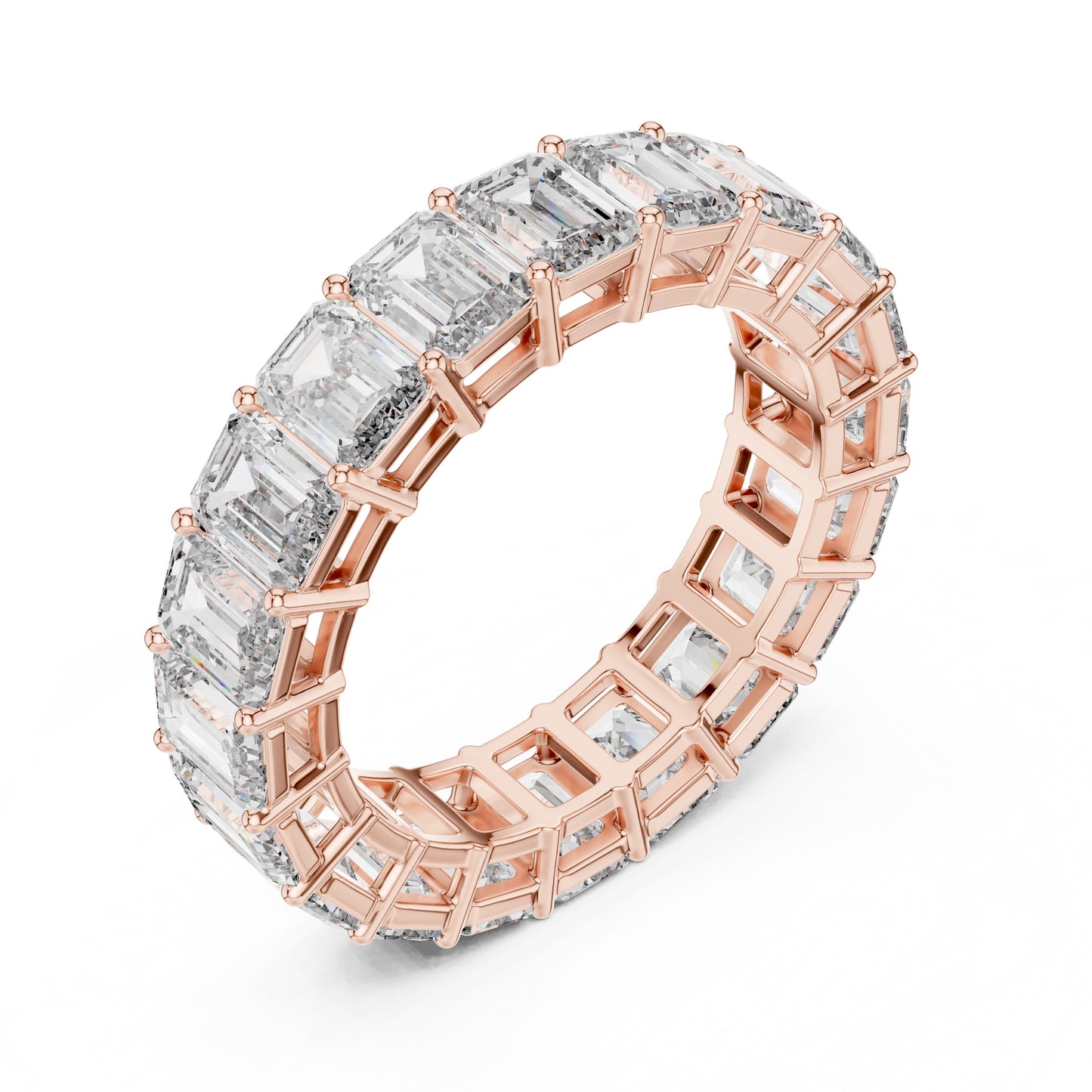 Emerald Cut Diamond Eternity Band, 14K 18K Solid Gold, Natural Diamond Ring