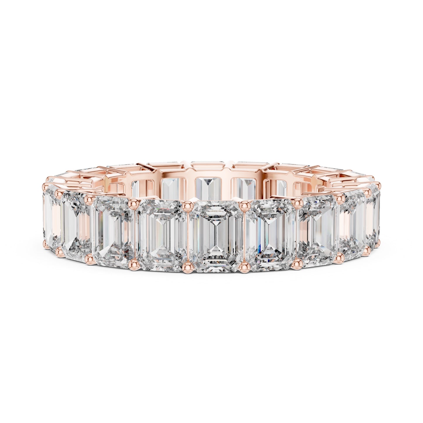 Emerald Cut Diamond Eternity Band, 14K 18K Solid Gold, Natural Diamond Ring