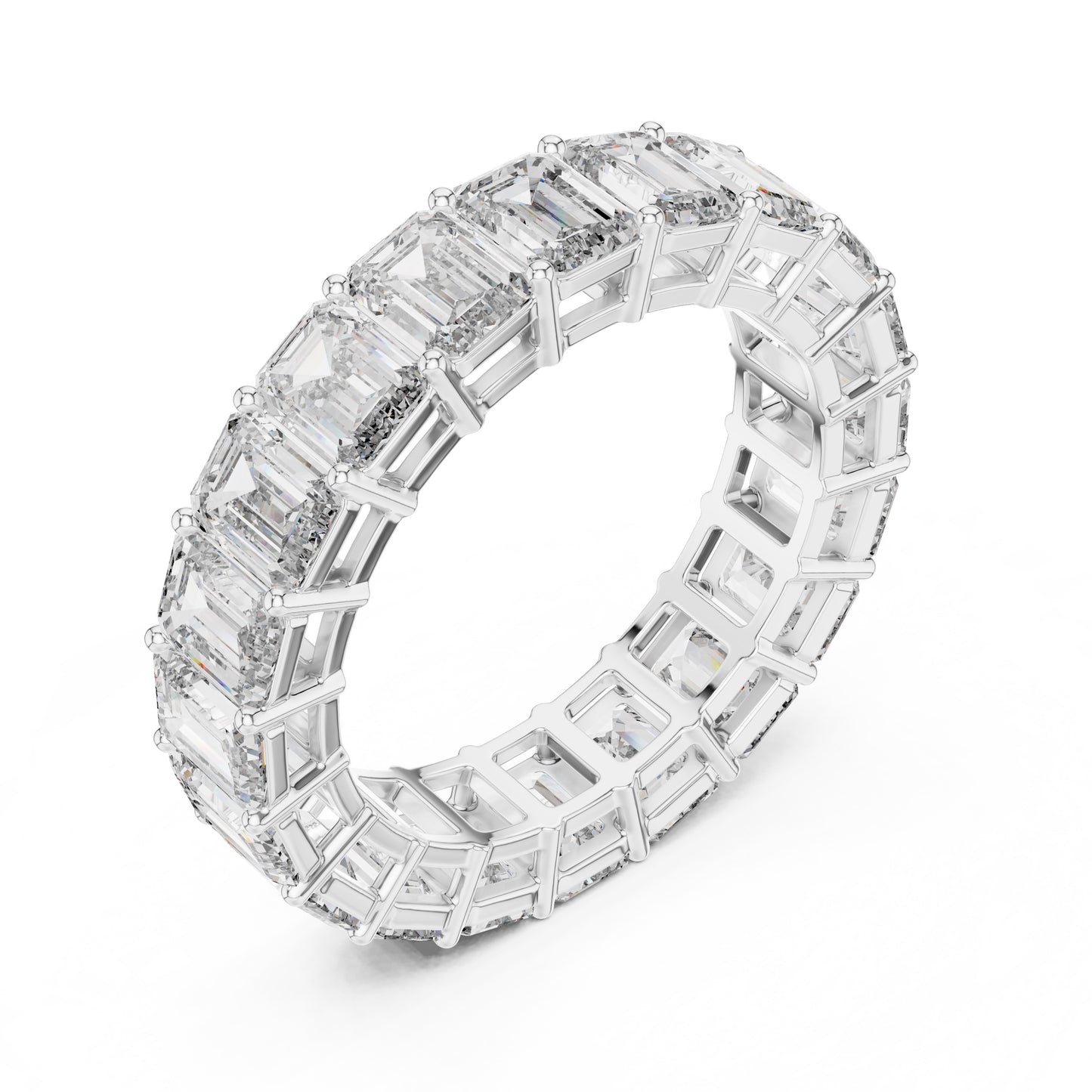 Emerald Cut Diamond Eternity Band, 14K 18K Solid Gold, Natural Diamond Ring