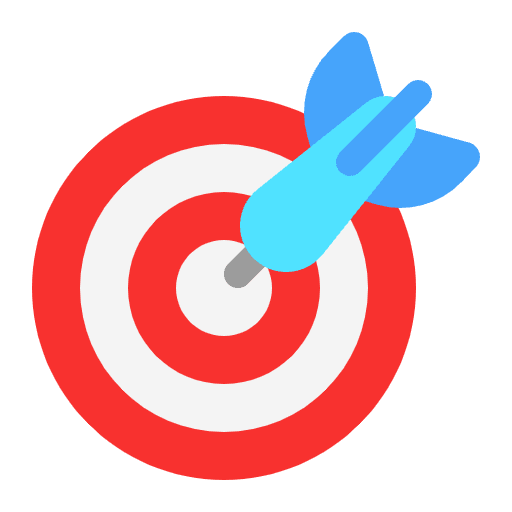 Blue dart hitting a red target on a transparent background