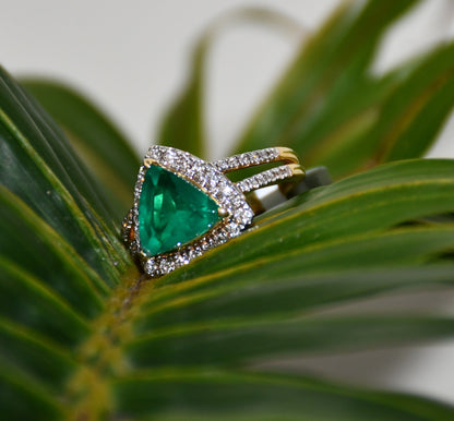 Women's 14Kt Solid Gold Diamond Ring with Semi Precious Stone