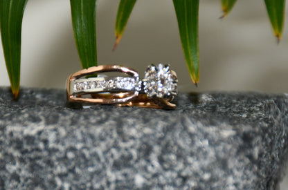 Minimalist 14K Gold Women's Diamond Ring with Natural Stones