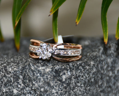 Minimalist 14K Gold Women's Diamond Ring with Natural Stones