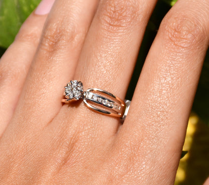 Minimalist 14K Gold Women's Diamond Ring with Natural Stones
