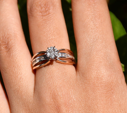 Minimalist 14K Gold Women's Diamond Ring with Natural Stones