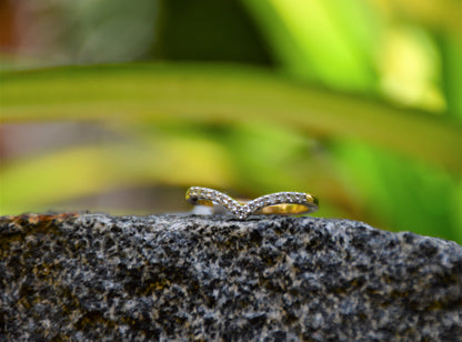 Women's V Shape Diamond Ring in 14k Gold