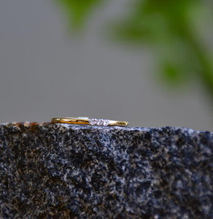 Natural Three Diamond Band Ring in 14Kt Gold for Women