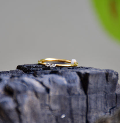 Natural Three Diamond Band Ring in 14Kt Gold for Women