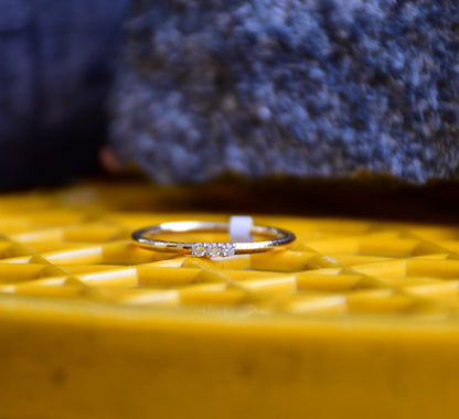 Natural Three Diamond Band Ring in 14Kt Gold for Women