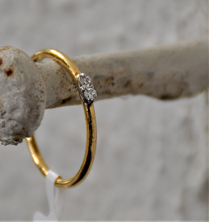 14k Gold Two Diamond Band Ring for Women