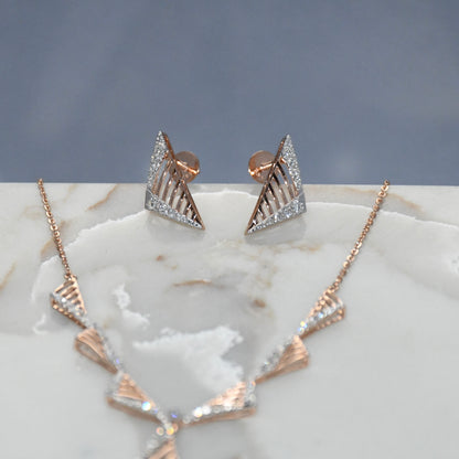 14K Gold Diamond Bridal Jewelry Set: Necklace & Earrings