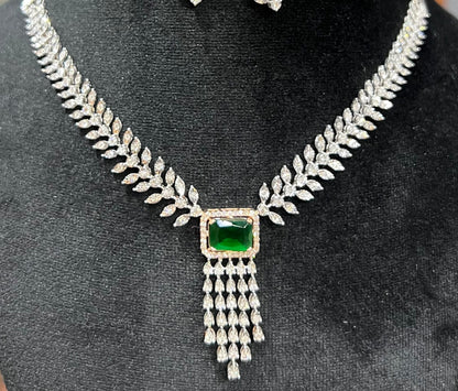 Bridal Jewelry Set – Gold Diamond Necklace and Earrings Combo