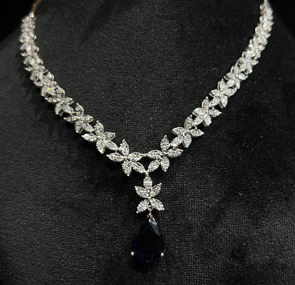 Wedding Diamond Necklace Set with Gold Bridal Earrings