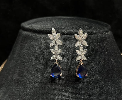 Wedding Diamond Necklace Set with Gold Bridal Earrings