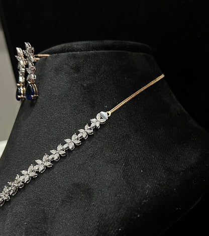 Wedding Diamond Necklace Set with Gold Bridal Earrings