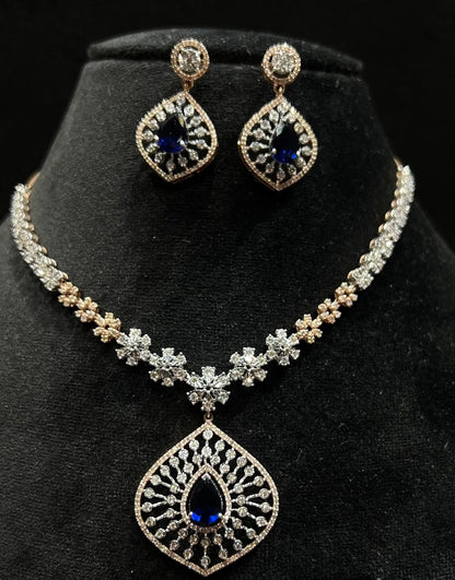 Solid Gold Diamond Necklace Set for Brides with Matching Earrings