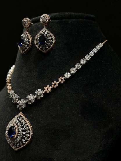 Solid Gold Diamond Necklace Set for Brides with Matching Earrings