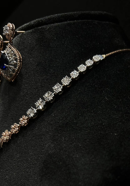 Solid Gold Diamond Necklace Set for Brides with Matching Earrings