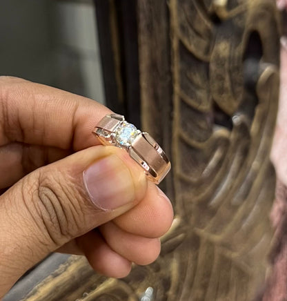 Solitaire Natural Diamond Ring for Men in Gold