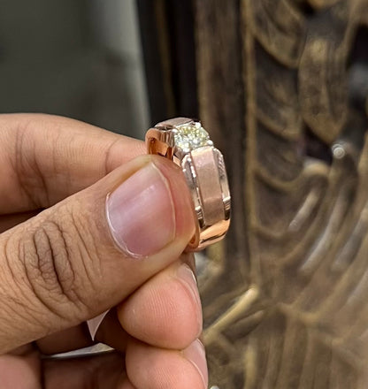 Solitaire Natural Diamond Ring for Men in Gold